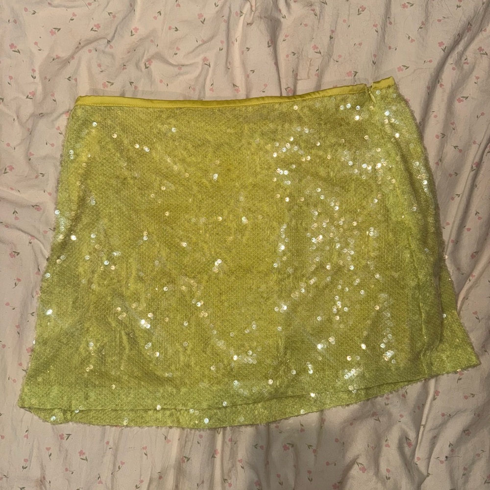 Zara Yellow Sequin Mini Skirt